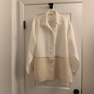 Canon Two-Tone White and Cream Button Down Shirt